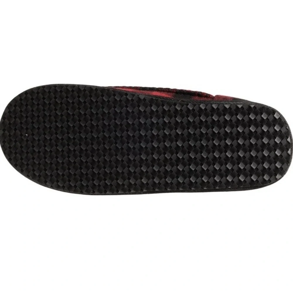 NEW $50 LUCKY BRAND Men's‎ Red Buffalo Plaid Slippers Sherpa Lined Large 11-12